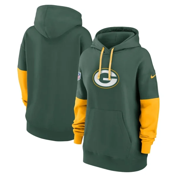 Green bay packers nike womens 2024 sideline essential fleece pullover hoodie Green