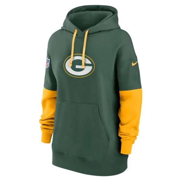 Green bay packers nike womens 2024 sideline essential fleece pullover hoodie Green S