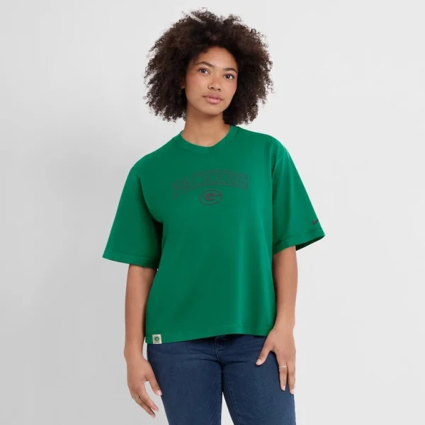 Green bay packers nike womens arch boxy t shirt Green XL