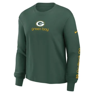 Green bay packers nike womens boxy long sleeve t shirt Green S