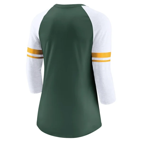 Green bay packers nike womens fashion 34 sleeve lightweight raglan fashion t shirt Green M