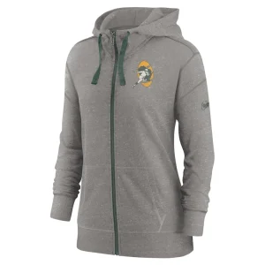 Green bay packers nike womens gym vintage full zip hoodie Heather charcoal S