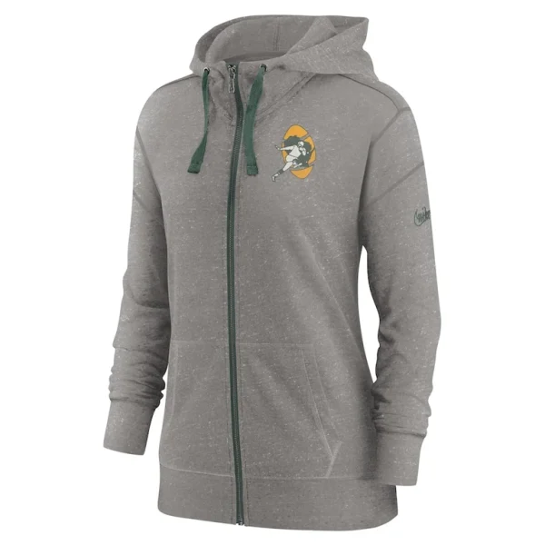 Green bay packers nike womens gym vintage full zip hoodie Heather charcoal S