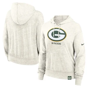 Green bay packers nike womens gym vintage logo pullover hoodie Cream