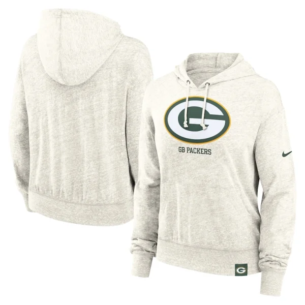 Green bay packers nike womens gym vintage logo pullover hoodie Cream