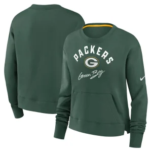 Green bay packers nike womens high hip fleece pullover sweatshirt Green
