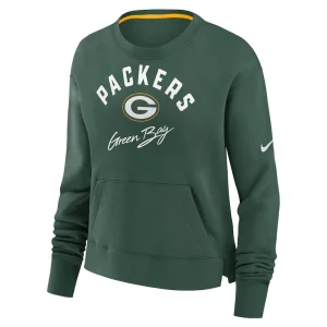 Green bay packers nike womens high hip fleece pullover sweatshirt Green S