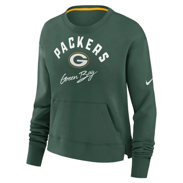 Green bay packers nike womens high hip fleece pullover sweatshirt Green S
