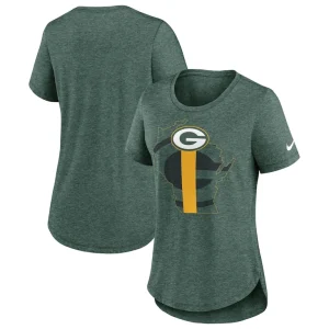 Green bay packers nike womens local fashion tri blend t shirt Heather green