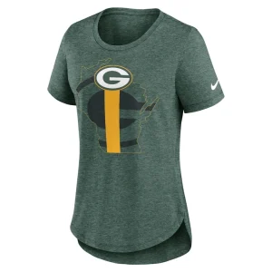 Green bay packers nike womens local fashion tri blend t shirt Heather green S