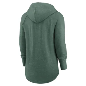 Green bay packers nike womens minimal statement lightweight raglan funnel neck pullover hoodie Heather green M