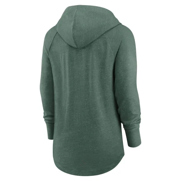 Green bay packers nike womens minimal statement lightweight raglan funnel neck pullover hoodie Heather green M