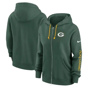 Green bay packers nike womens phoenix hoodie full zip sweatshirt Green