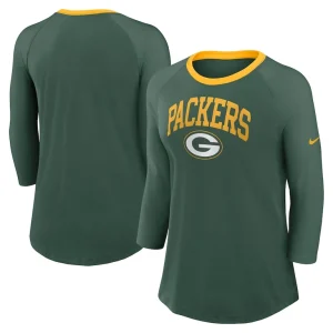 Green bay packers nike womens raglan 34 sleeve t shirt Green