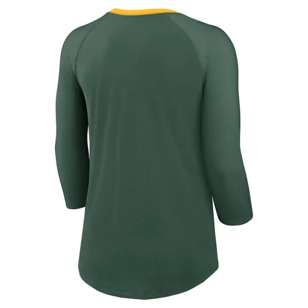 Green bay packers nike womens raglan 34 sleeve t shirt Green M