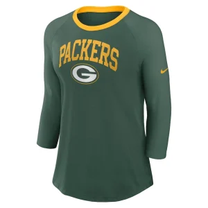 Green bay packers nike womens raglan 34 sleeve t shirt Green S