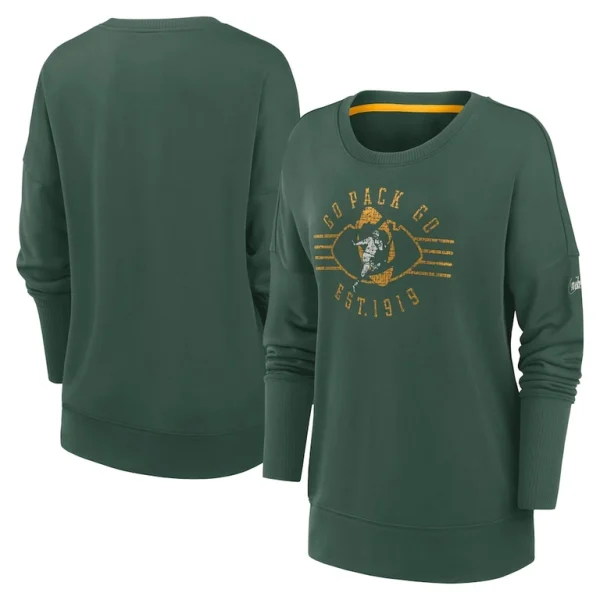 Green bay packers nike womens rewind playback icon performance pullover sweatshirt Green
