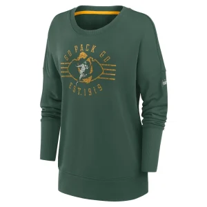 Green bay packers nike womens rewind playback icon performance pullover sweatshirt Green S