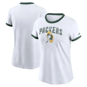 Green bay packers nike womens rewind ringer t shirt White