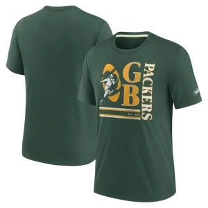 Green bay packers nike wordmark logo tri blend t shirt Green