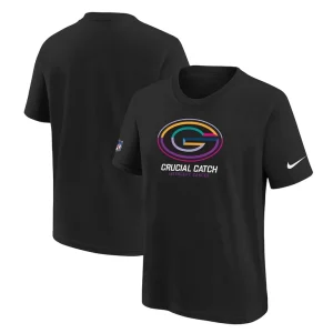 Green bay packers nike youth 2024 nfl crucial catch t shirt Black