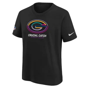 Green bay packers nike youth 2024 nfl crucial catch t shirt Black Yth M