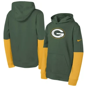 Green bay packers nike youth club pullover hoodie Green