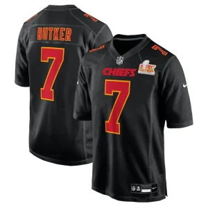 Harrison butker kansas city chiefs nike super bowl lix fashion game jersey Carbon black