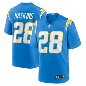 Hassan haskins los angeles chargers nike team game jersey Powder blue