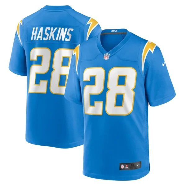 Hassan haskins los angeles chargers nike team game jersey Powder blue