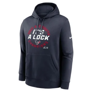 Houston texans nike 2023 afc south division champions locker room trophy collection club pullover hoodie Navy M