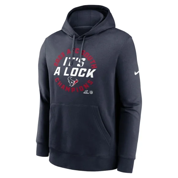 Houston texans nike 2023 afc south division champions locker room trophy collection club pullover hoodie Navy M