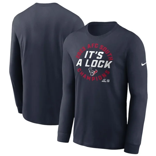 Houston texans nike 2023 afc south division champions locker room trophy collection long sleeve t shirt Navy