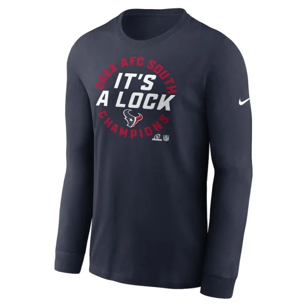Houston texans nike 2023 afc south division champions locker room trophy collection long sleeve t shirt Navy M