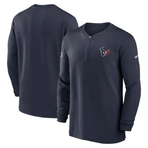 Houston texans nike 2023 sideline performance long sleeve tri blend quarter zip top Navy