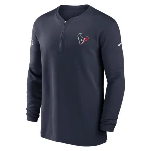 Houston texans nike 2023 sideline performance long sleeve tri blend quarter zip top Navy M