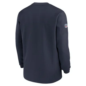 Houston texans nike 2023 sideline throwback heavy brushed waffle long sleeve top Navy L