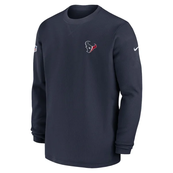 Houston texans nike 2023 sideline throwback heavy brushed waffle long sleeve top Navy M