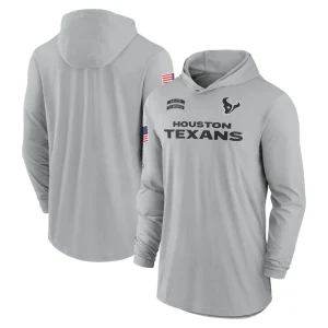 Houston texans nike 2024 salute to service lightweight performance long sleeve hooded t shirt Gray