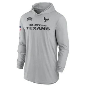Houston texans nike 2024 salute to service lightweight performance long sleeve hooded t shirt Gray M