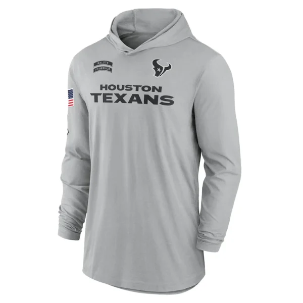 Houston texans nike 2024 salute to service lightweight performance long sleeve hooded t shirt Gray M