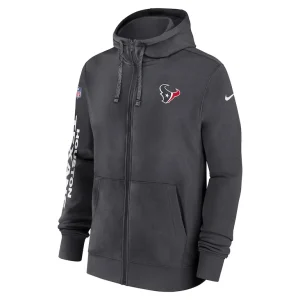 Houston texans nike 2024 sideline club full zip hoodie anthracite Multi M