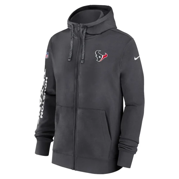 Houston texans nike 2024 sideline club full zip hoodie anthracite Multi M