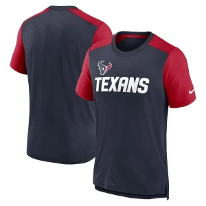 Houston texans nike color block team name t shirt Heathered navyheathered red