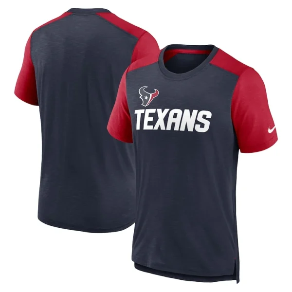 Houston texans nike color block team name t shirt Heathered navyheathered red
