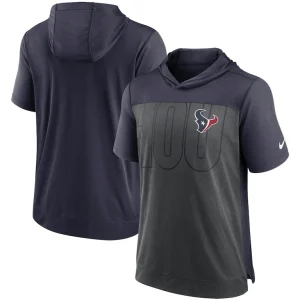 Houston texans nike performance hoodie t shirt Heathered charcoalnavy