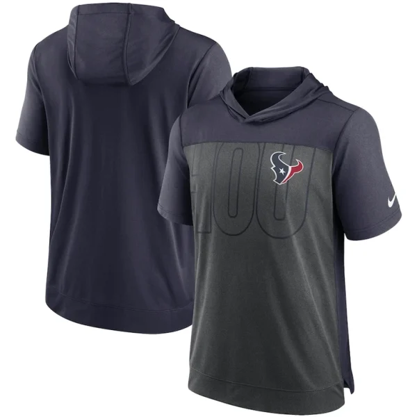Houston texans nike performance hoodie t shirt Heathered charcoalnavy