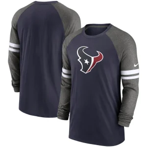 Houston texans nike performance raglan long sleeve t shirt Navycharcoal