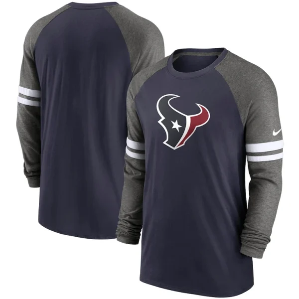 Houston texans nike performance raglan long sleeve t shirt Navycharcoal