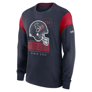 Houston texans nike rewind playback helmet long sleeve t shirt Heather navy M